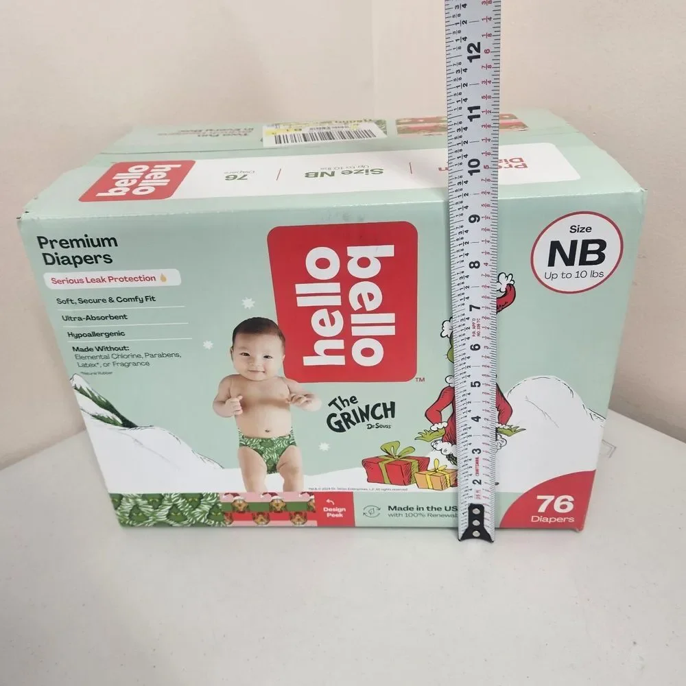 76 Cnt Hello Bello NB Diapers Up To 10lbs Max Grinch Who Stole Christmas Holiday